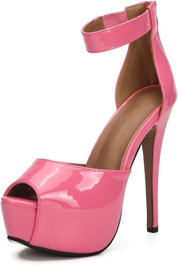 Sandals Platform Peep Toe Ankle Strap Stiletto High Heel Dress Zip