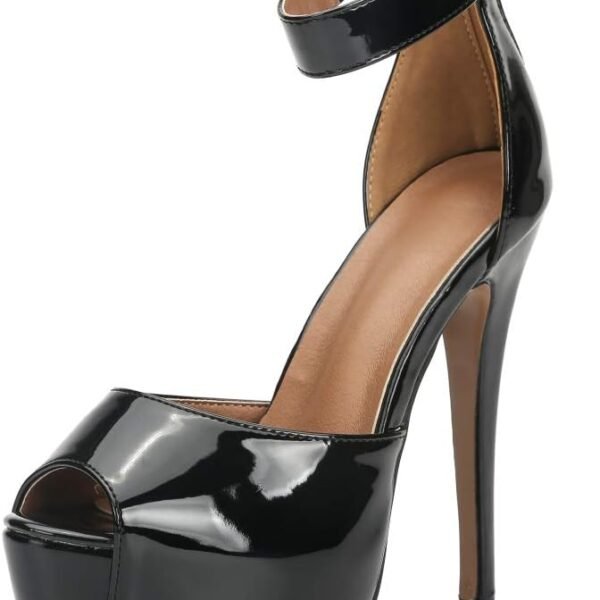 Sandals Platform Peep Toe Ankle Strap Stiletto High Heel Dress Zip