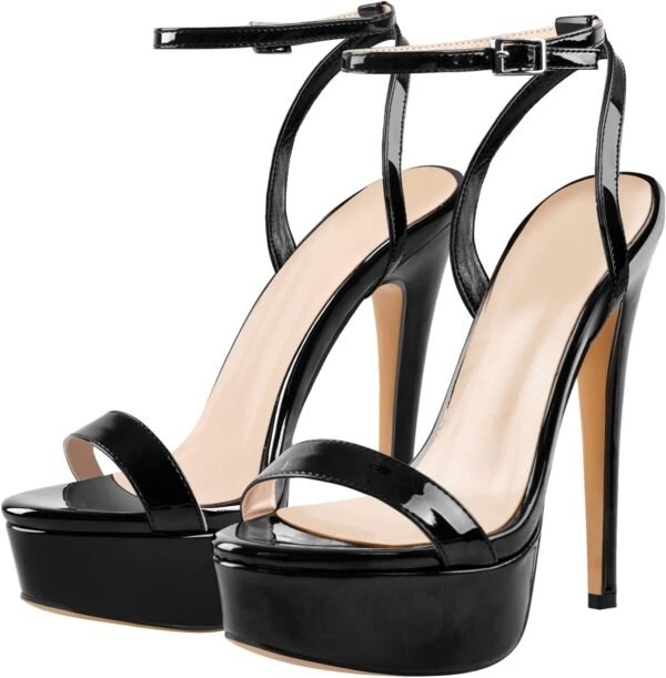 Platform Stiletto High Heels for, Round Open Toe Ankle Strap Sexy Heeled Sandals for Wedding Party Dress