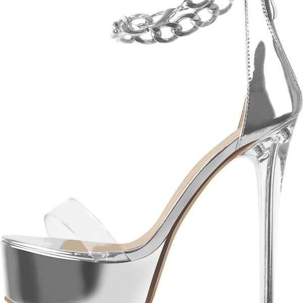 Round Open Toe Platform Clear High Heel Zip Up Sandals