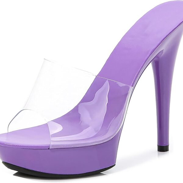 transparent strappy peep-toe platform super high-heeled sexy party mules, fashionable transparent open-toe 5.11-inch high-heeled backless prom sandals, suitable for evening parties and weddings