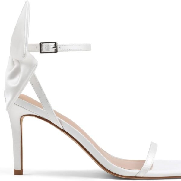 bow ankle-strap open-toe stiletto sandals, suitable for summer formal wear