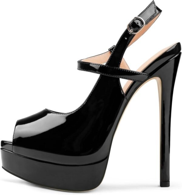 Slingback Shoes Peep Toe Platforms 6 inch Heels Bride Party Pumps