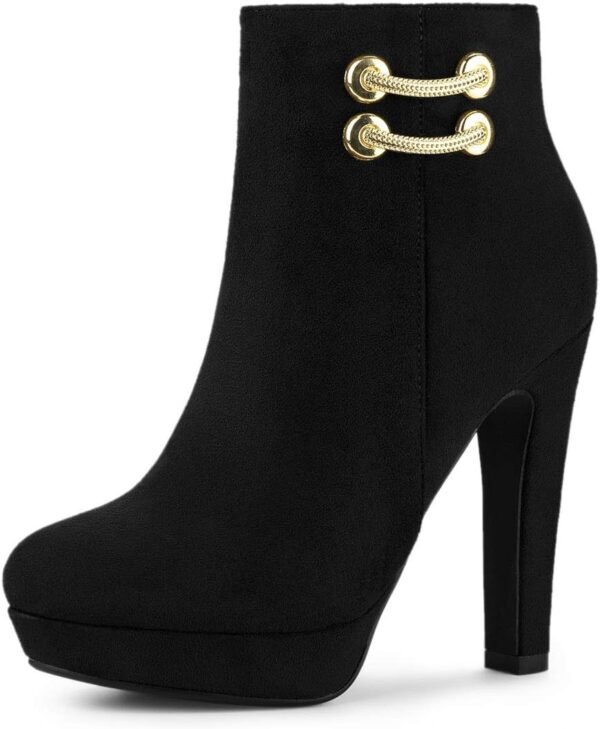 Round Toe Chunky High Heel Platform Ankle Boots