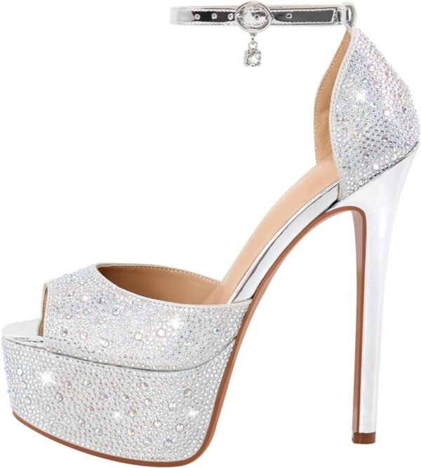 Round Open Toe Platform Clear High Heel Zip Up Sandals
