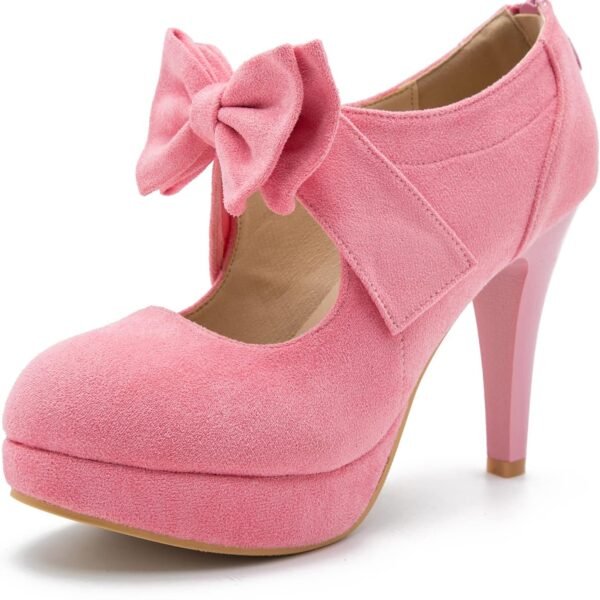 Bow Heels Mary Jane High Heel Closed Toe Platform Vintage Dress Pumps