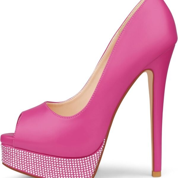 Platform Stiletto Heels Shoes Peep Toe Pumps 6 inch Heels for Dress Wedding Party