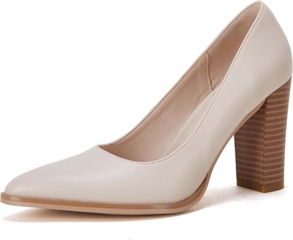 Pointed Toe Pumps Chunky Block High Heel Slip On Dress Party Wedding Shoes