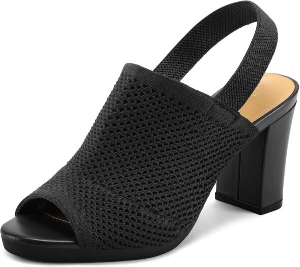 knitted chunky heels, elastic back-lace-up open-toe sandals, 3-inch heel