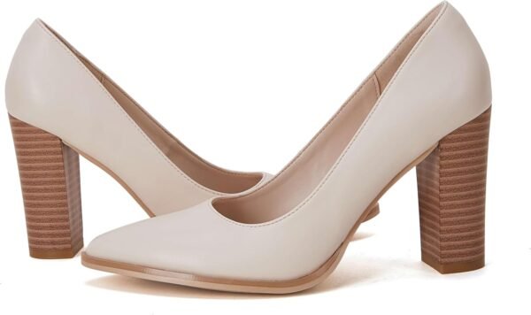 Pointed Toe Pumps Chunky Block High Heel Slip On Dress Party Wedding Shoes