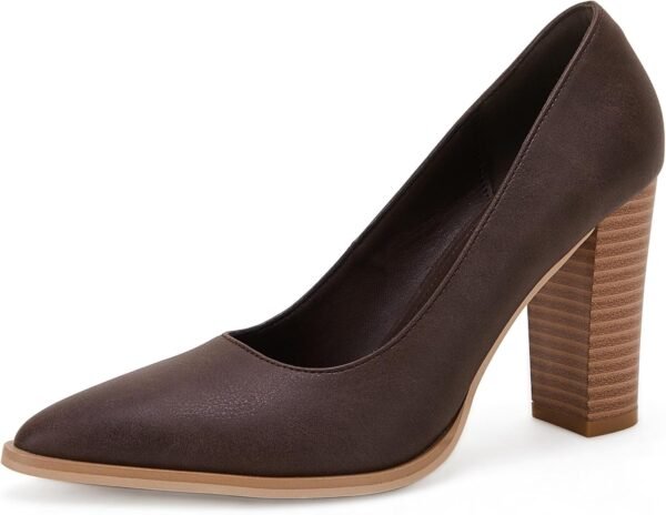 Pointed Toe Pumps Chunky Block High Heel Slip On Dress Party Wedding Shoes