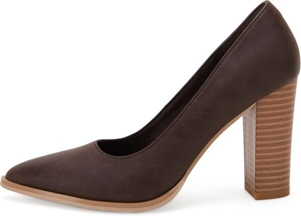 Pointed Toe Pumps Chunky Block High Heel Slip On Dress Party Wedding Shoes