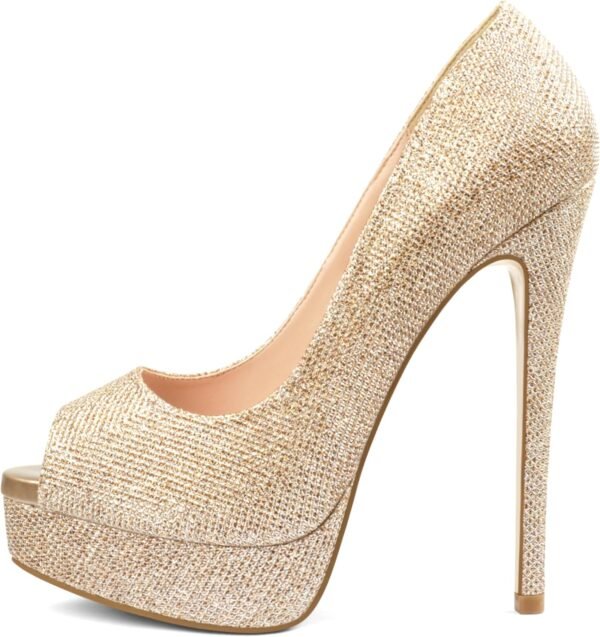 Platform Stiletto Heels Shoes Peep Toe Pumps 6 inch Heels for Dress Wedding Party