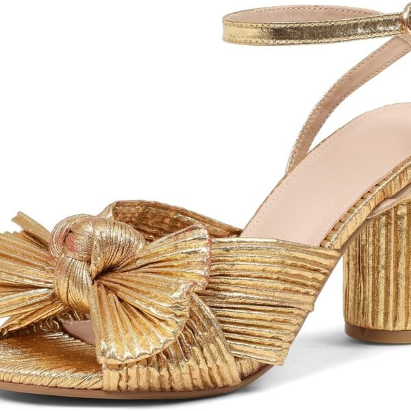 Bow High Heel Sandals, Open-Toe High Heels, Chunky Heels, Ankle Strap Buckle, Ruffled Wedding/Party Dress Shoes