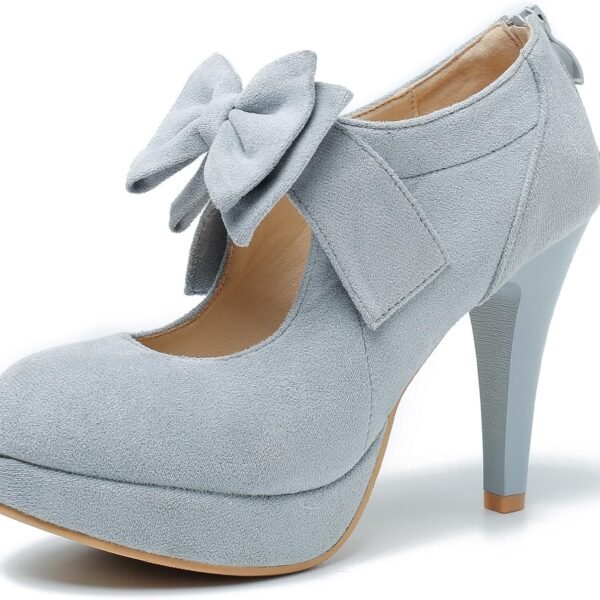Bow Heels Mary Jane High Heel Closed Toe Platform Vintage Dress Pumps
