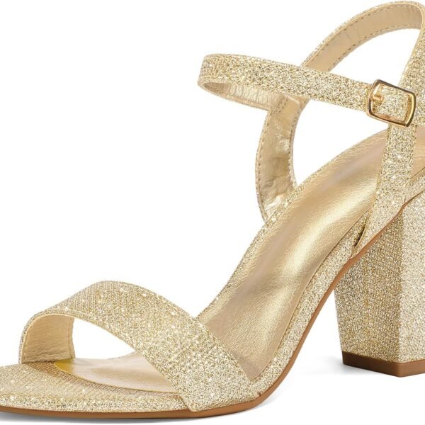 3.5-inch chunky heel open-toe ankle-strap high-heeled sandals, wedding party dress high heels