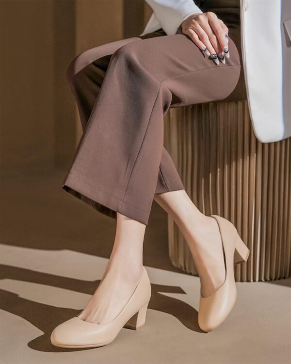 2 inch Low Block Heel Pumps for Round Closed Toe Chunky Heels Comfortable Dress Shoes Office Work Formal